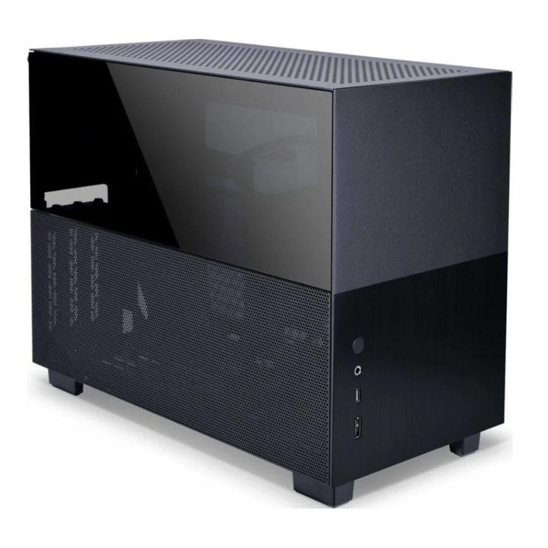 Lian Li Q58 Mini-ITX PCIE 4.0 Edition SFX PSU Mode Tempered Glass Case - Black - صندوق
